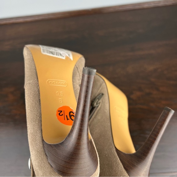 Coach Boots Womens Ankle Booties Size 9.5 Taupe Suede High Heels - Picture 14 of 16